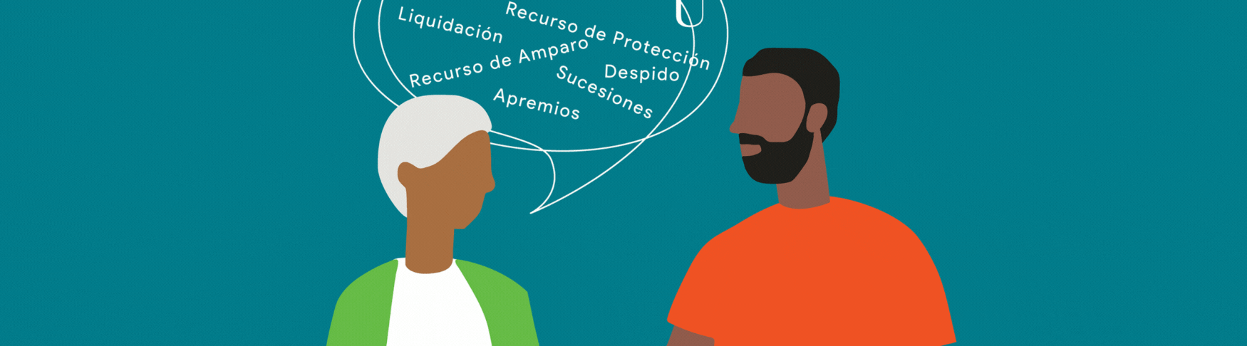 Ilustración de abogado explicando términos legales de forma simple a un cliente